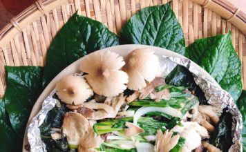 Nấm mối nướng lá lốt